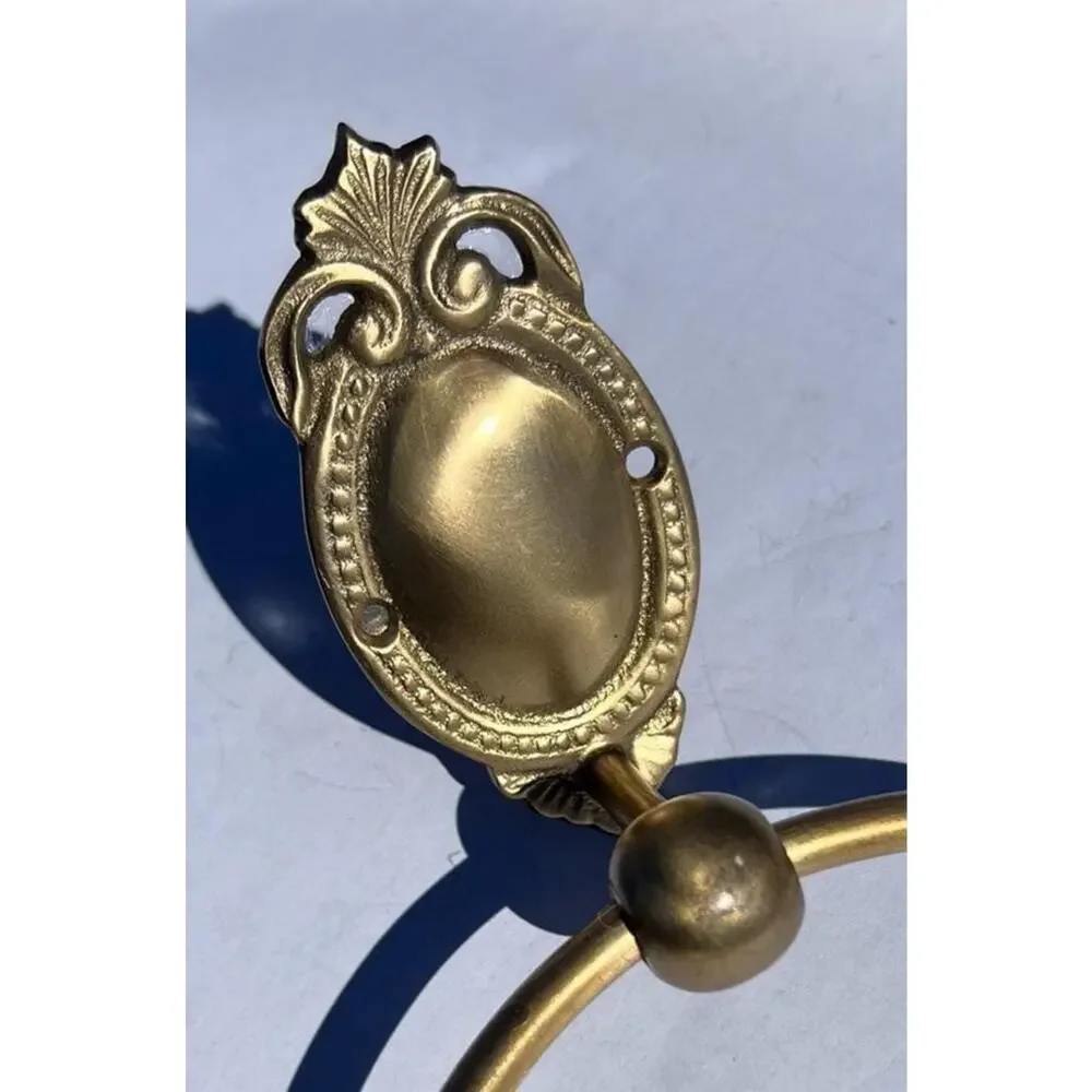 Antique Brass Towel Holder – Vintage Solid Brass Bathroom Accessory / Hardware